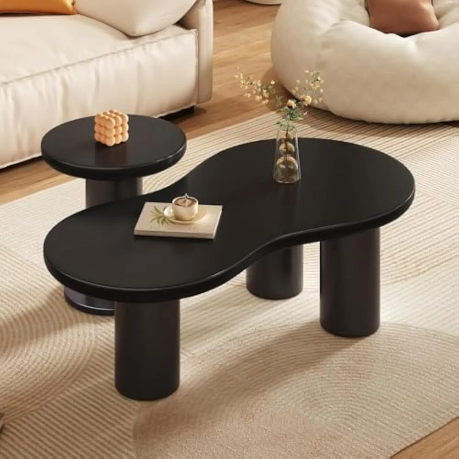 Cloud Coffee Table Set, Nesting Coffee Table Set of 2, Cream Style Cloud Coffee Table with Round Small Side Table, Easy Assembl
Cloud Coffee Table Set, Nesting Coffee Table Set of 2, Cream Style Cloud Coffee Table with Round Small Side Table, Easy Assembl