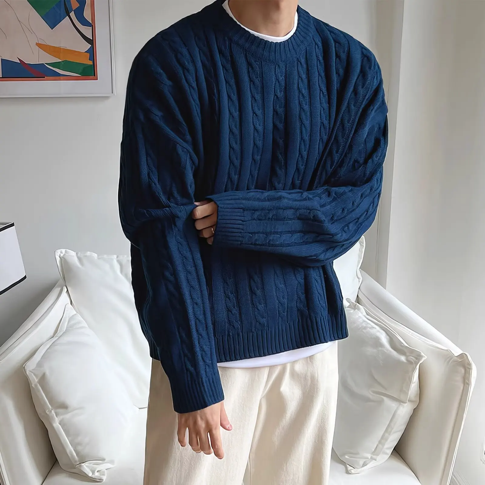 Базовый вязаный свитер унисекс, классический круглый вырез с длинным рукавом, однотонный повседневный топ, универсальная повседневная одежда
Базовый вязаный свитер унисекс, классический круглый вырез с длинным рукавом, однотонный повседневный топ, универсальная повседневная одежда