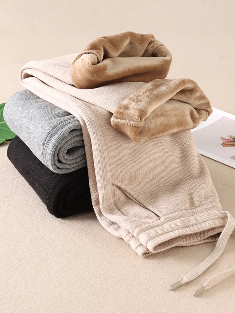 Knitted Pants Women Vintage Casual Fashion Thicken the fleece Solid Loose Lace Up Straight High Waist 2024 Autumn Winter Pants
Knitted Pants Women Vintage Casual Fashion Thicken the fleece Solid Loose Lace Up Straight High Waist 2024 Autumn Winter Pants