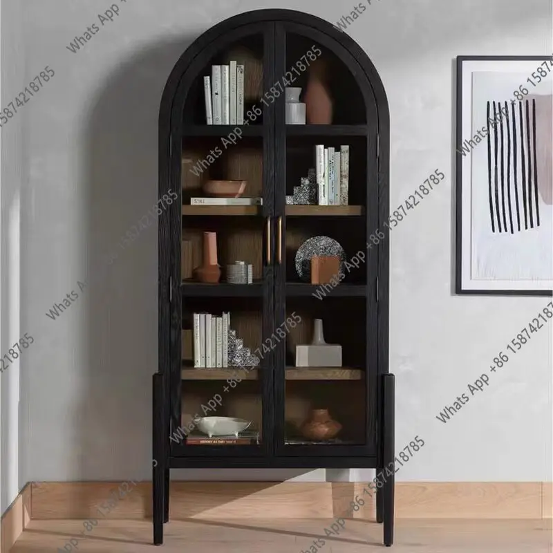American arched bookcase French retro wine cabinet Nordic solid wood customizable household with glass door
American arched bookcase French retro wine cabinet Nordic solid wood customizable household with glass door