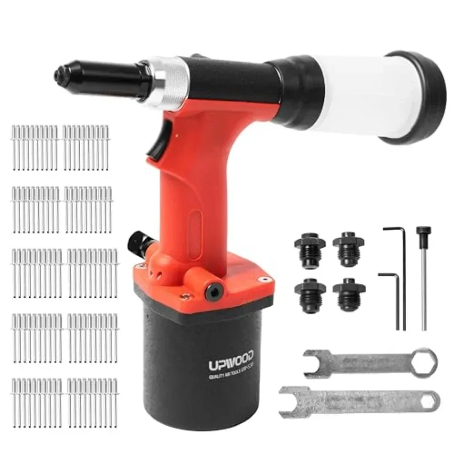 Pneumatic Hydraulic Pop Rivet Gun, Self-Suction Air Riveter Riveting Tool with 100 pcs Blind Rivets and 3/32" 1/8" 5/32" 3/16"
Pneumatic Hydraulic Pop Rivet Gun, Self-Suction Air Riveter Riveting Tool with 100 pcs Blind Rivets and 3/32" 1/8" 5/32" 3/16"