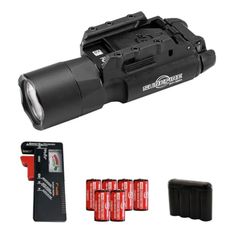 LED Tactical Light with Rail-Lock Mount, 1000 Lumens, 4-Pack 123A Li Batteries, Waith Battery Tester, Waith Battery Case Bundle
LED Tactical Light with Rail-Lock Mount, 1000 Lumens, 4-Pack 123A Li Batteries, Waith Battery Tester, Waith Battery Case Bundle