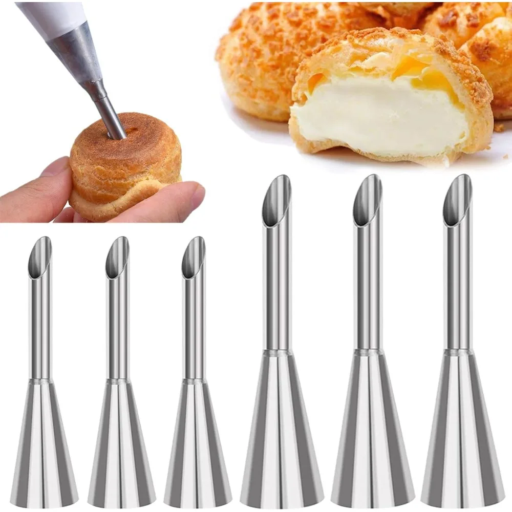 Stainless Steel Pastry Piping Tips Set of 6 Long Nozzles for Cream Puffs Eclairs and Churros Professional Icing Decorating Tools for Cupcakes Cakes Donuts Filling with Cream Buttercream Frosting
Stainless Steel Pastry Piping Tips Set of 6 Long Nozzles for Cream Puffs Eclairs and Churros Professional Icing Decorating Tools for Cupcakes Cakes Donuts Filling with Cream Buttercream Frosting