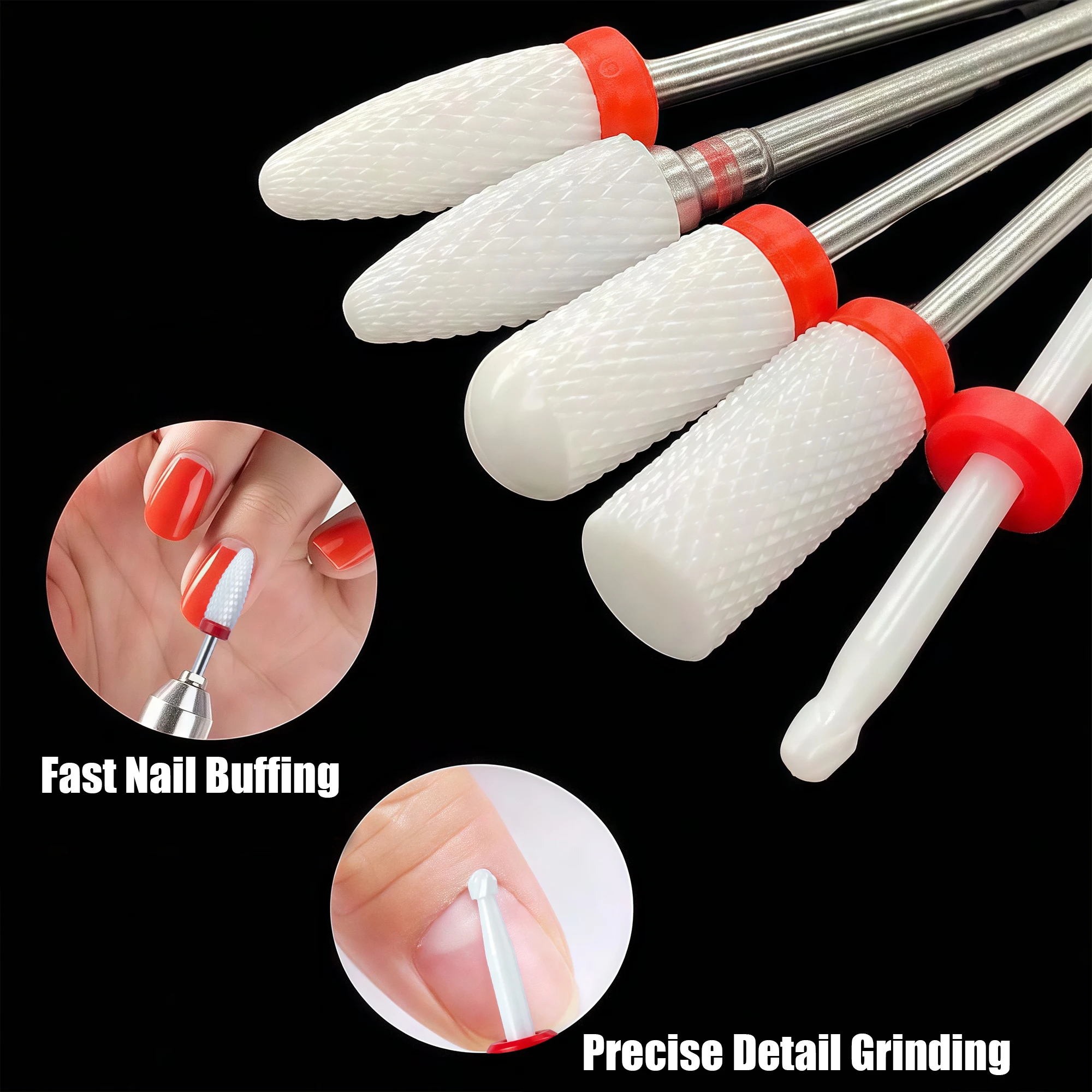5Pcs Ceramic Nail Drill Bit Set with 3/32" Shank for Professional Nail Art - Ideal for Buffing And Removing Nail Glue
5Pcs Ceramic Nail Drill Bit Set with 3/32" Shank for Professional Nail Art - Ideal for Buffing And Removing Nail Glue