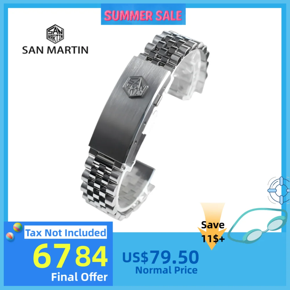 San Martin Steel Jubilee Bracelet For 20mm Watch Fly Adjust Fold-Over Clasp Solid Curved End Links For SN0008 SN0128 Luxury
San Martin Steel Jubilee Bracelet For 20mm Watch Fly Adjust Fold-Over Clasp Solid Curved End Links For SN0008 SN0128 Luxury