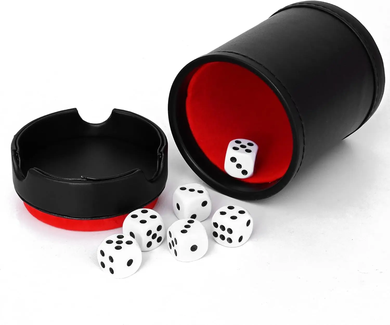 PU Leather Dice Cup with Lid, Felt-Lined Quiet Shaker for Yahtzee Farkle, Includes 6 Standard 16mm Dice
PU Leather Dice Cup with Lid, Felt-Lined Quiet Shaker for Yahtzee Farkle, Includes 6 Standard 16mm Dice