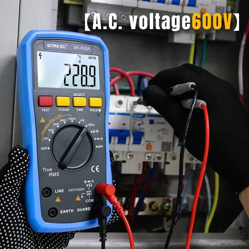 SNAKOL SK-505A 2 in 1 Digital Multimeter Insulation Resistance Tester True RMS AC DC Volt Capacitance 1000V Megohmmeter