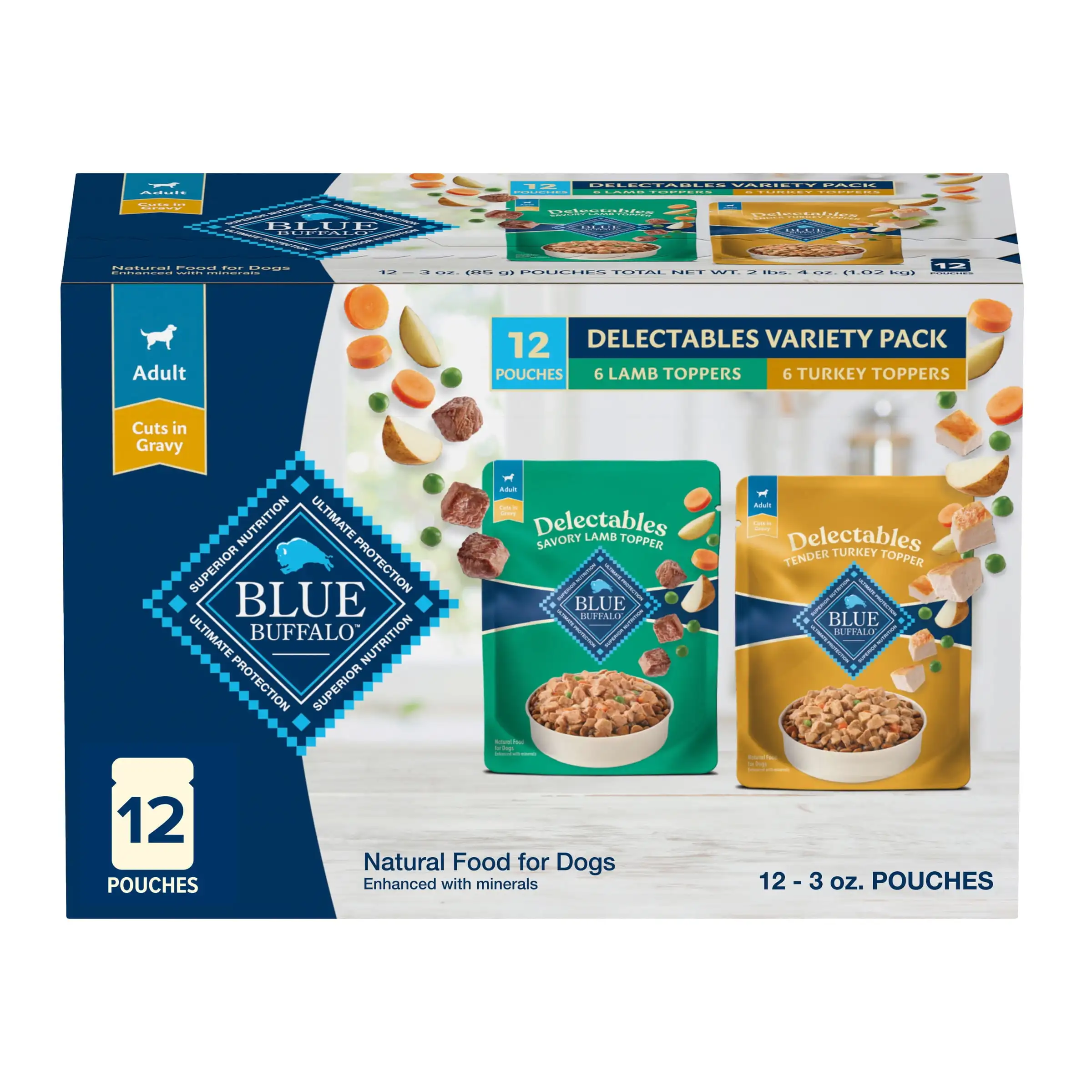 Delectables Natural Wet Dog Food Topper Variety Pack, Lamb & Turkey Dinner 3oz (12 Pack - 6 of Each Flavor)
Delectables Natural Wet Dog Food Topper Variety Pack, Lamb & Turkey Dinner 3oz (12 Pack - 6 of Each Flavor)