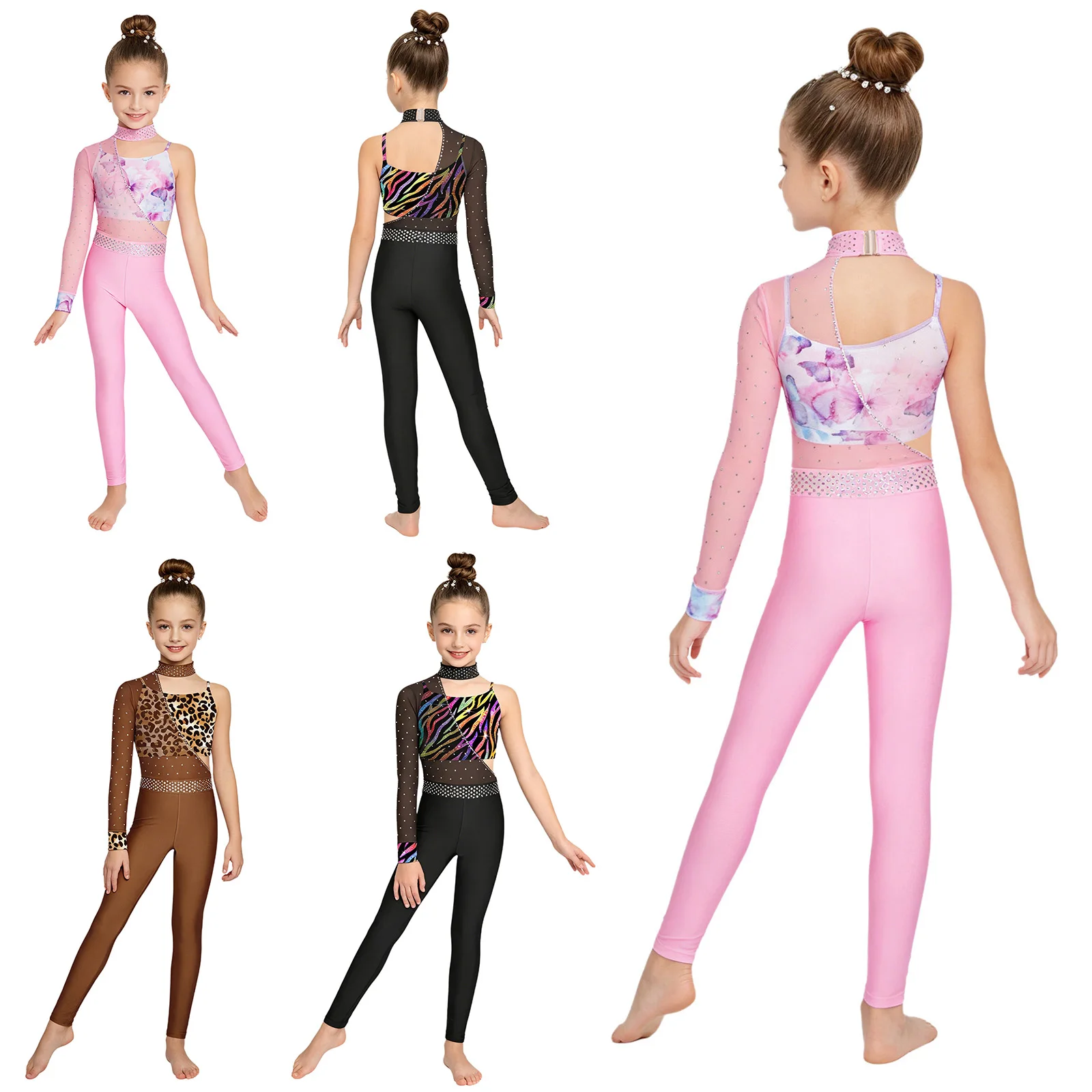 Kids Girls Figure Skating Dance Outfit One Shoulder Mesh Shiny Rhinestones Jumpsuit with Spaghetti Straps Printed Vest
Kids Girls Figure Skating Dance Outfit One Shoulder Mesh Shiny Rhinestones Jumpsuit with Spaghetti Straps Printed Vest