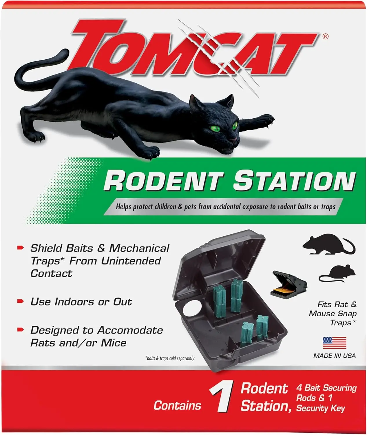 Rodent Station with 4 Bait-Securing Rods & Security Key, Fits Rat or Mouse Traps, Weather-Resistant for Indoor/Outdoor Use
Rodent Station with 4 Bait-Securing Rods & Security Key, Fits Rat or Mouse Traps, Weather-Resistant for Indoor/Outdoor Use
