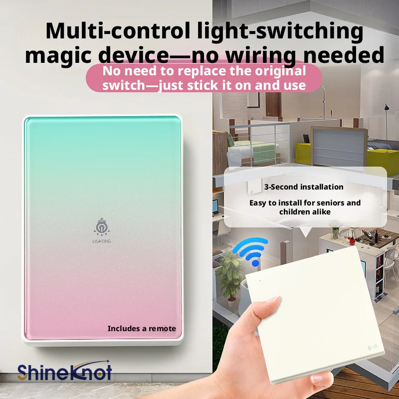 Shineknot Randomly Paste Intelligent Switches Multi Control Lights Remote Control Without Wiring Controller, Electric Control Do
Shineknot Randomly Paste Intelligent Switches Multi Control Lights Remote Control Without Wiring Controller, Electric Control Do