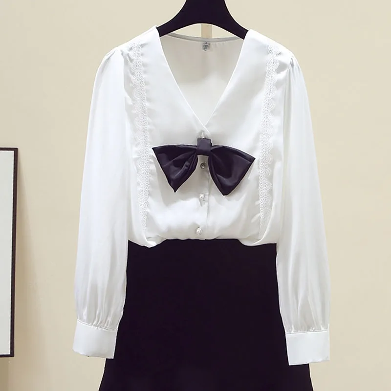 Women Shirt Blouse New Long Sleeve V-Neck Elegant Bow Lace Shirt Blouse Women Tops Blouses Shirts Blusas Para Mujer 2025 Q645
Women Shirt Blouse New Long Sleeve V-Neck Elegant Bow Lace Shirt Blouse Women Tops Blouses Shirts Blusas Para Mujer 2025 Q645