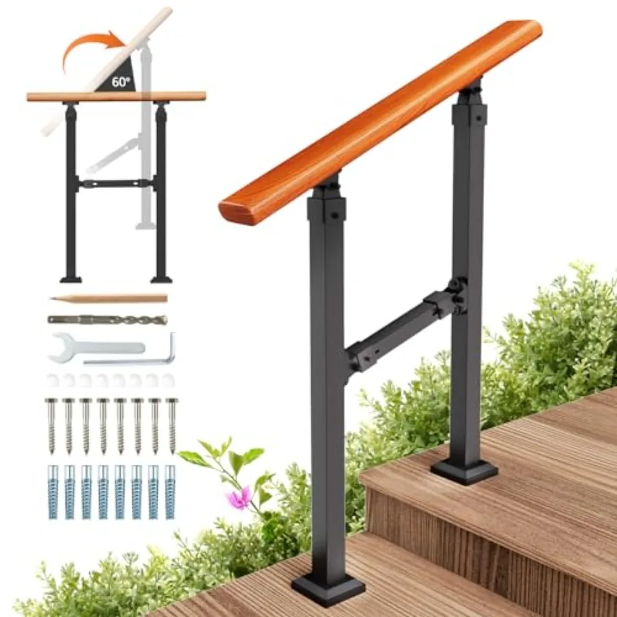 Metal Handrail Wood Grain for Elderly, Step Hand Rails for Outdoor, Outdoor Indoor Stair Handrails Kit, Porch Hand Rails for Co
Metal Handrail Wood Grain for Elderly, Step Hand Rails for Outdoor, Outdoor Indoor Stair Handrails Kit, Porch Hand Rails for Co