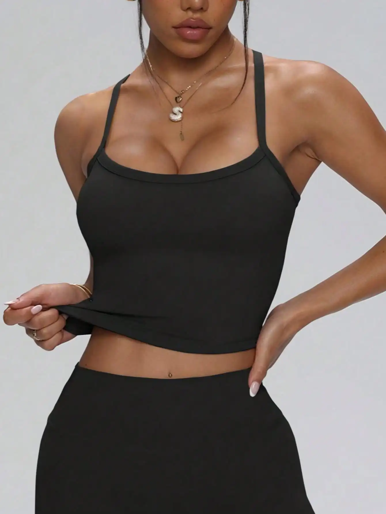 Removable Padded Strap Criss-Cross Back Design Fashionable Slim Fit Tank Top, Detachable Lining, Shaping Alluring Curves, Suitable For Sports, Fitness, Retro Chic Women
Removable Padded Strap Criss-Cross Back Design Fashionable Slim Fit Tank Top, Detachable Lining, Shaping Alluring Curves, Suitable For Sports, Fitness, Retro Chic Women