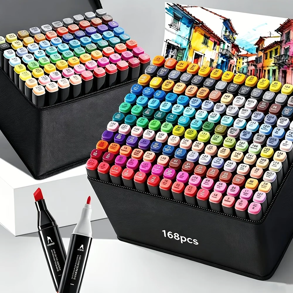 40/60/80/120/168-color alcohol-based art marker set, ideal for adult coloring books, sketching, and card making – perfect as a holiday or birthday gift.
40/60/80/120/168-color alcohol-based art marker set, ideal for adult coloring books, sketching, and card making – perfect as a holiday or birthday gift.