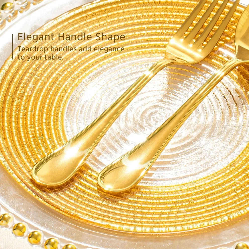 40 Piece Teardrop Gold Silverware Set for 8, 18/10 Stainless Steel Flatware Set, Modern Design Cutlery Set for Home
40 Piece Teardrop Gold Silverware Set for 8, 18/10 Stainless Steel Flatware Set, Modern Design Cutlery Set for Home