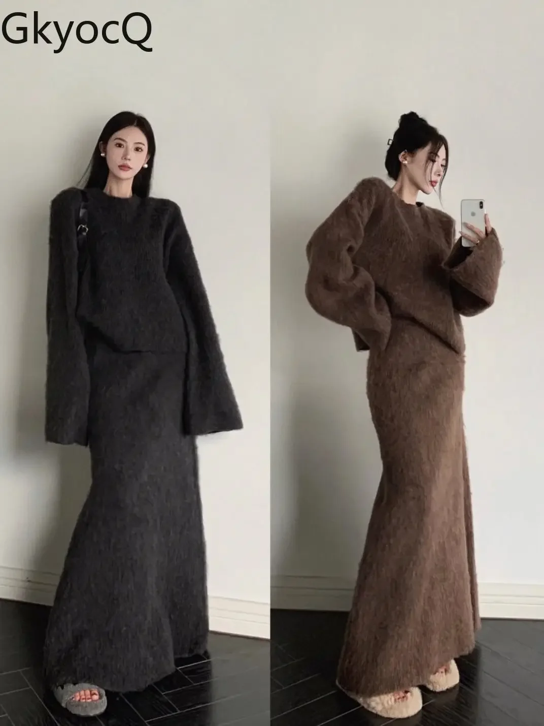 GkyocQ Retro Suit Women Long-sleeved Loose Knitted Sweater Fall High Waist Medium-length Fishtail Half-body Skirt Two-piece Sets
GkyocQ Retro Suit Women Long-sleeved Loose Knitted Sweater Fall High Waist Medium-length Fishtail Half-body Skirt Two-piece Sets