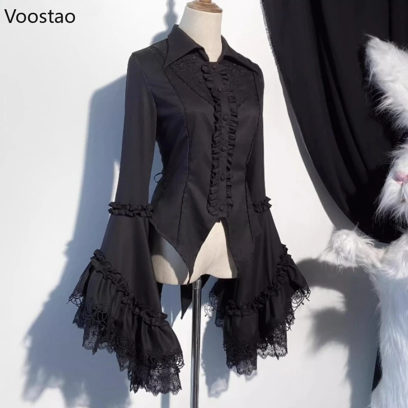 Victorian Vintage Lolita Style Shirt Women Gothic Y2k Lace Flare Long Sleeves Blouses Female Japanese Casual Retro Tops Blusas
Victorian Vintage Lolita Style Shirt Women Gothic Y2k Lace Flare Long Sleeves Blouses Female Japanese Casual Retro Tops Blusas