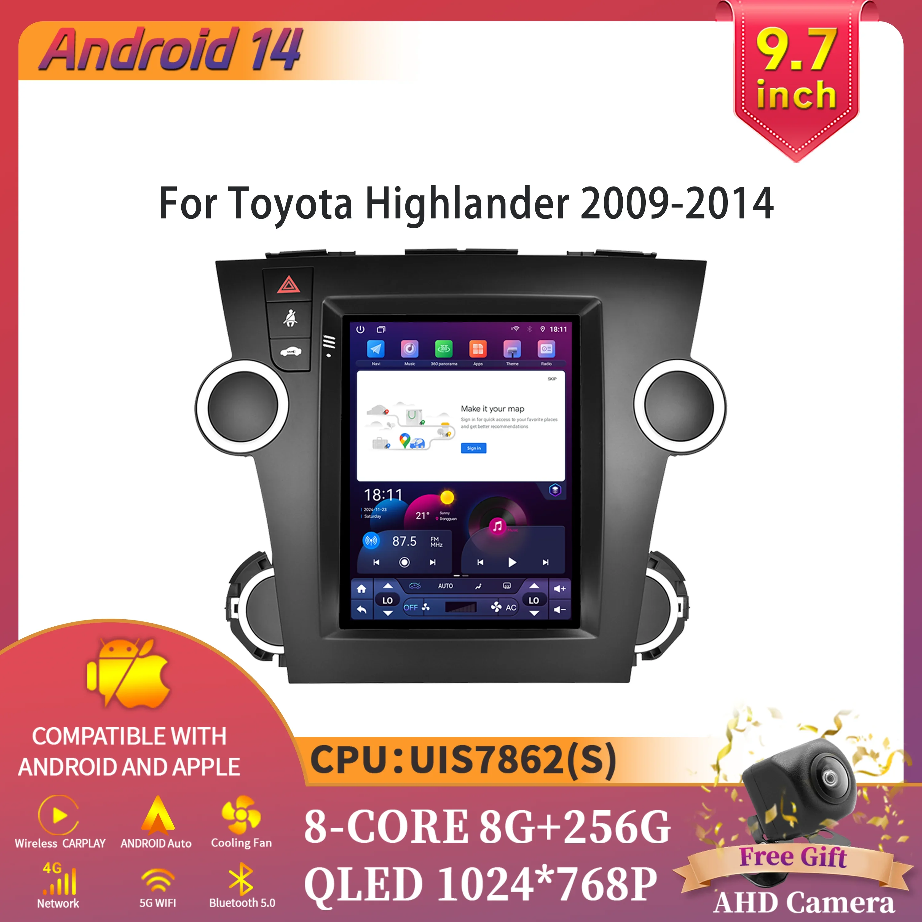 9.7inch Android 14 For Toyota Highlander 2009-2014 Car Radio Multimedia Intelligent GPS Wireless Carplay Touch Screen
9.7inch Android 14 For Toyota Highlander 2009-2014 Car Radio Multimedia Intelligent GPS Wireless Carplay Touch Screen