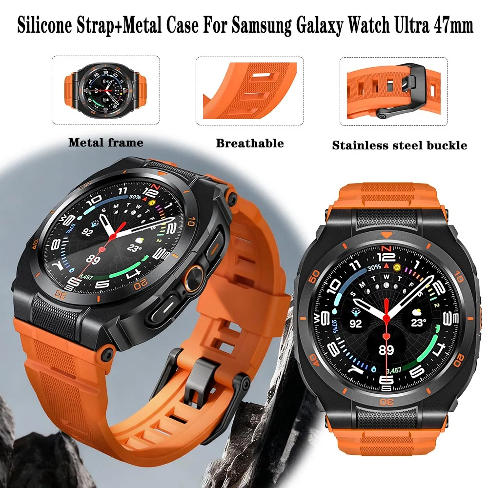 Силиконовый ремешок с металлическим корпусом для Samsung Galaxy Ultra 47 мм, спортивный браслет для часов Samsung Galaxy Ultra 47 мм, аксессуары для часов
Силиконовый ремешок с металлическим корпусом для Samsung Galaxy Ultra 47 мм, спортивный браслет для часов Samsung Galaxy Ultra 47 мм, аксессуары для часов