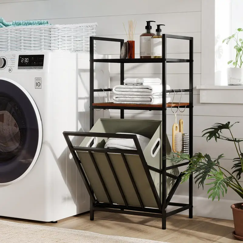 2-Tier Laundry Hamper with Tilt-out Basket-Black
2-Tier Laundry Hamper with Tilt-out Basket-Black