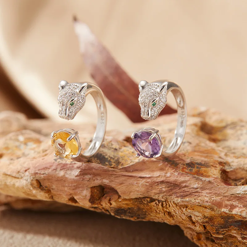 Hot-selling Natural Gemstone Amethyst Citrine Rings925Sterling Silver Leopard Index Finger Ring
Hot-selling Natural Gemstone Amethyst Citrine Rings925Sterling Silver Leopard Index Finger Ring