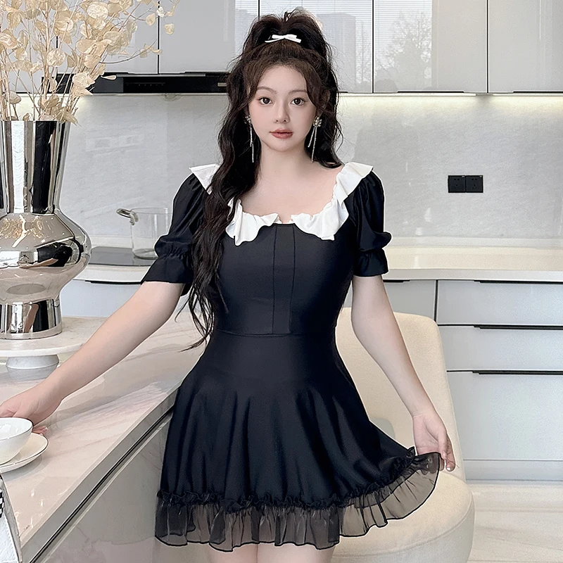 Short Sleeve Plus Size One Piece Swimsuit Women Swimsuit Swimwear Bathing Suit Female Black Muslin Beachwear 2024
Short Sleeve Plus Size One Piece Swimsuit Women Swimsuit Swimwear Bathing Suit Female Black Muslin Beachwear 2024
