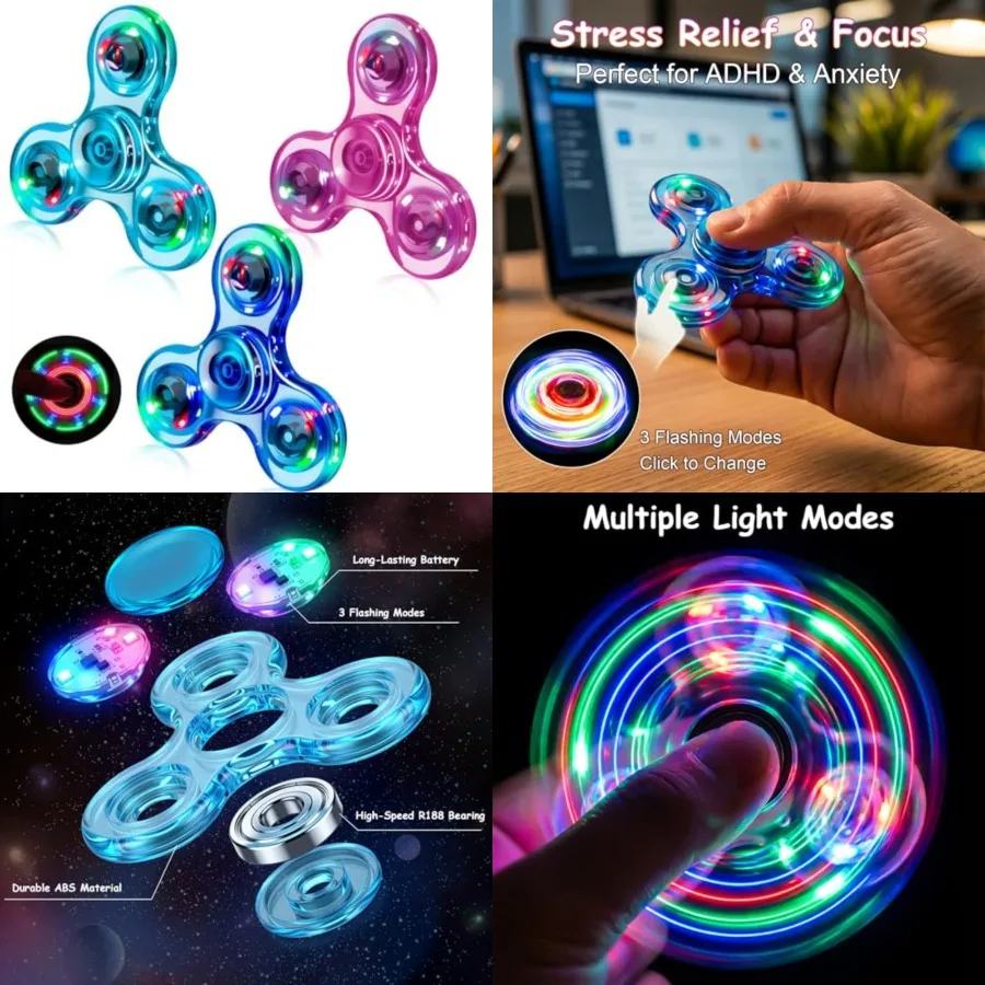 Fidget Toys 3 Pack,Light Up Fidget Spinner for Kids & Adults Stress Relief Calm Down,Sensory Toys for Kids with Autism ADHD Toys, Crystal-blue&pink&light Blue
Fidget Toys 3 Pack,Light Up Fidget Spinner for Kids & Adults Stress Relief Calm Down,Sensory Toys for Kids with Autism ADHD Toys, Crystal-blue&pink&light Blue