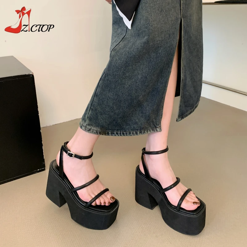 11cm Open Toe High Heels Chunky Platform Sandals Women Ankle Strap Block Heel Rome Shoes 2024 Summer Fashion Sexy Pumps Black
11cm Open Toe High Heels Chunky Platform Sandals Women Ankle Strap Block Heel Rome Shoes 2024 Summer Fashion Sexy Pumps Black