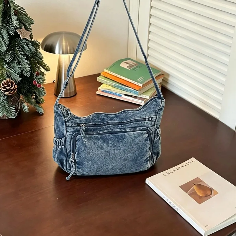 New Retro Washed Denim Shoulder Bag Women Korean Style Lazy Simple Underarm Crossbody Bag Multi Pocket Casual Phone Coin Purse
New Retro Washed Denim Shoulder Bag Women Korean Style Lazy Simple Underarm Crossbody Bag Multi Pocket Casual Phone Coin Purse