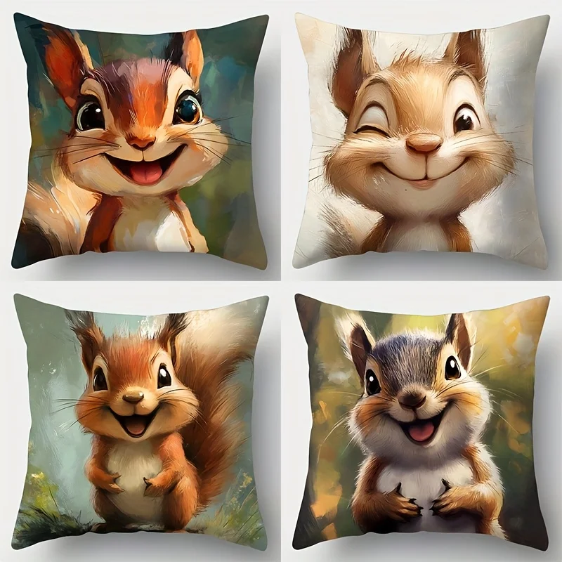 Woodland Creature Style Pillow Covers, Playful Cartoon Squirrel Print Cushion Cases, Cozy Home Decor for Bedroom Living Room
Woodland Creature Style Pillow Covers, Playful Cartoon Squirrel Print Cushion Cases, Cozy Home Decor for Bedroom Living Room