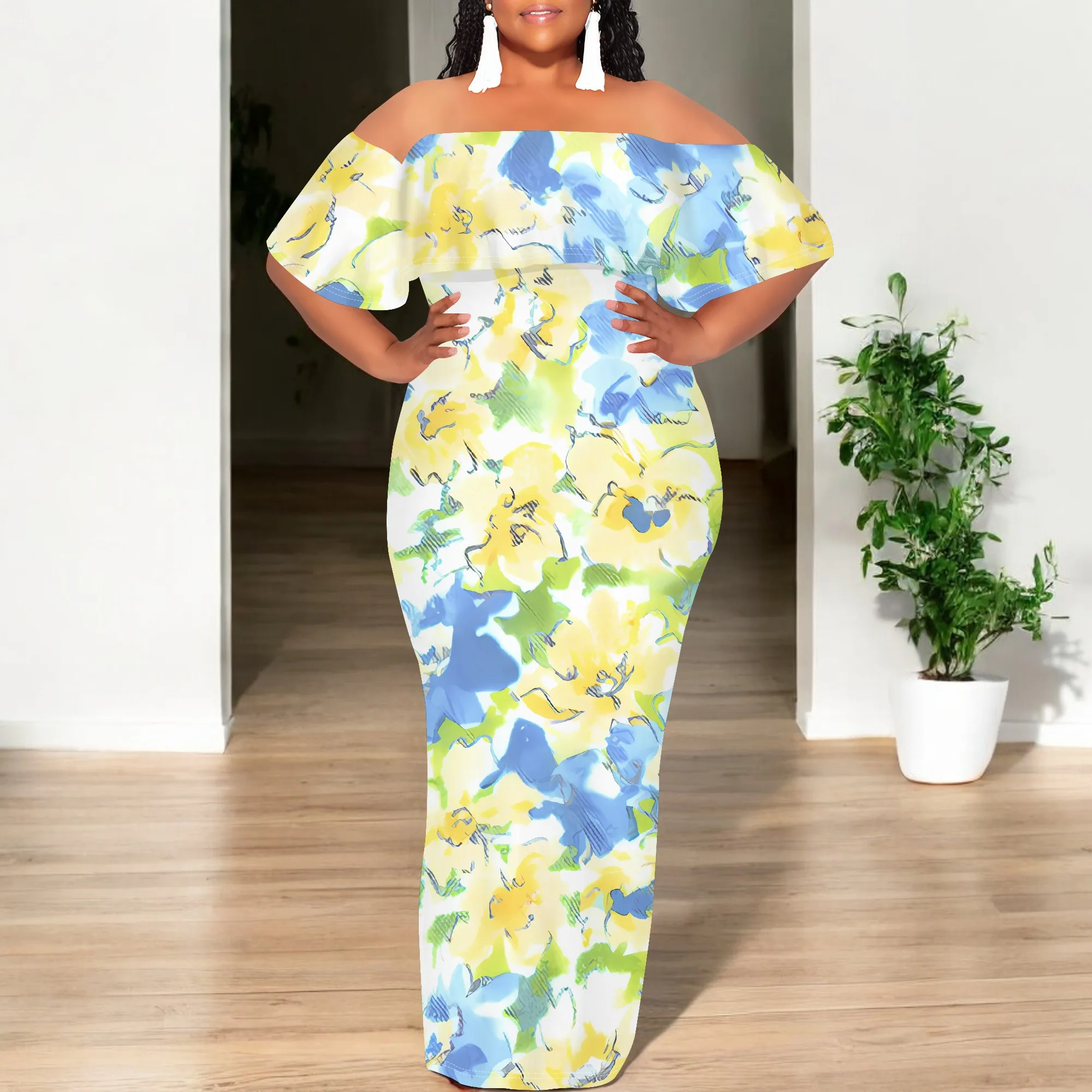 Womens Sexy Casual Dresses Colorful Geometric Off-Shoulder Ruffle Maxi Dress Party Evening Resortwear Swing Neck Dress
Womens Sexy Casual Dresses Colorful Geometric Off-Shoulder Ruffle Maxi Dress Party Evening Resortwear Swing Neck Dress