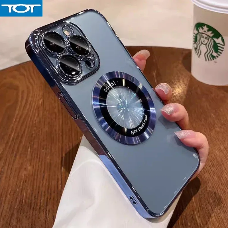 Luxury Plating For Magsafe Case For iPhone 15 14 13 12 11 Pro Max Magnetic Wireless Charge Soft Cover With Camera Lens Protector
Luxury Plating For Magsafe Case For iPhone 15 14 13 12 11 Pro Max Magnetic Wireless Charge Soft Cover With Camera Lens Protector