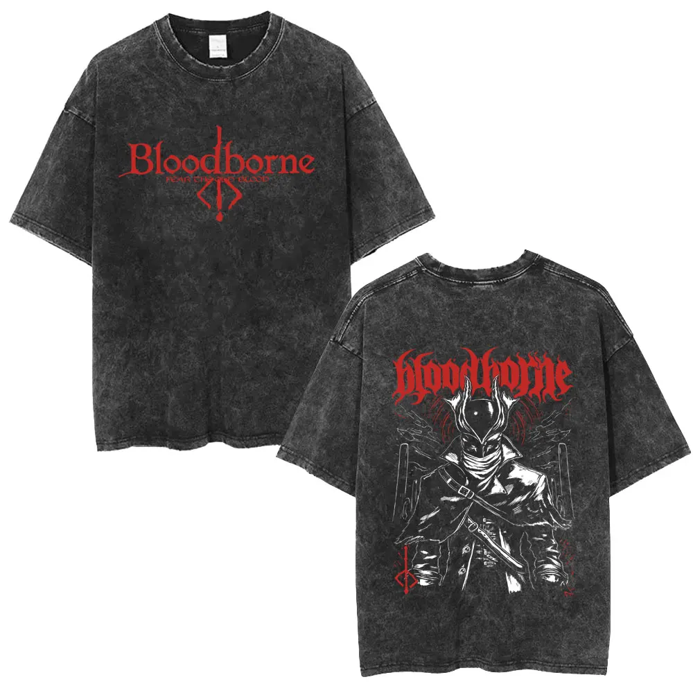 Washed Vintage Game Bloodborne Print T-shirt Men Women Retro Gothic Rock T Shirts Men's High Quality Cotton T-shirts Streetwear
Washed Vintage Game Bloodborne Print T-shirt Men Women Retro Gothic Rock T Shirts Men's High Quality Cotton T-shirts Streetwear