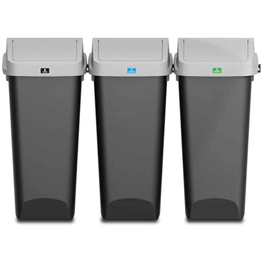 12 Gallon Trash Can with Clorox Odor Protection, 3 Pack Linkable Waste and Recycling Bin with Swing Top and Lift Up Lid, for Ki
12 Gallon Trash Can with Clorox Odor Protection, 3 Pack Linkable Waste and Recycling Bin with Swing Top and Lift Up Lid, for Ki