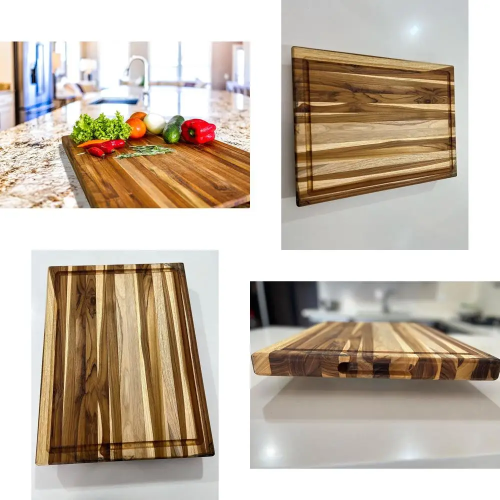 24 x 18 Teakwood Cutting Board with Juice Groove and Reserving Handles
24 x 18 Teakwood Cutting Board with Juice Groove and Reserving Handles