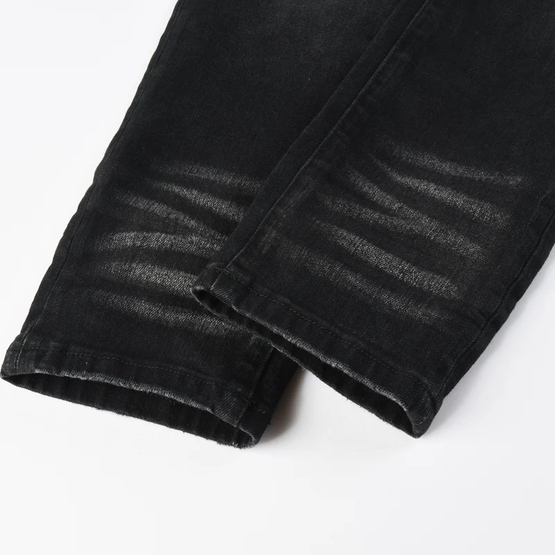 Fashionable new men's jeans with pleats, retro wash, distressed patches, elastic slim fit, black jeans, trendy brand designer pa
Fashionable new men's jeans with pleats, retro wash, distressed patches, elastic slim fit, black jeans, trendy brand designer pa