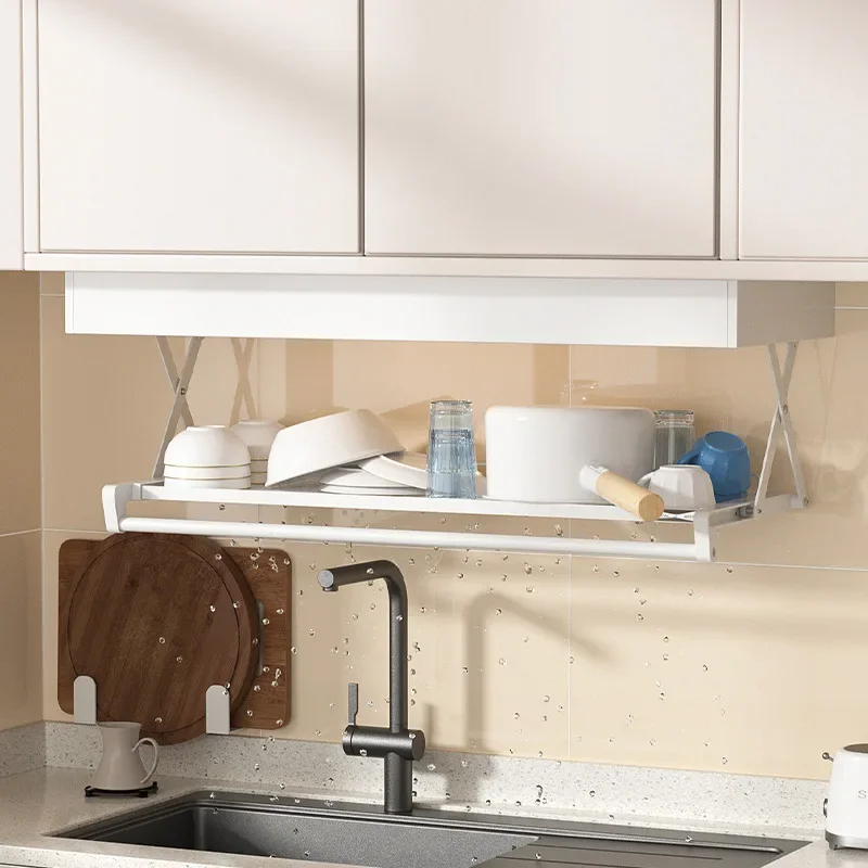 Kitchen rack, wall hanging cabinet, pull-down extended storage multi-functional shelf, drain pot rack
Kitchen rack, wall hanging cabinet, pull-down extended storage multi-functional shelf, drain pot rack