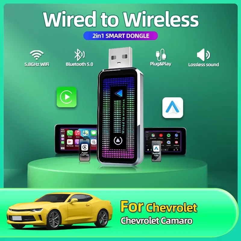 Wireless Carplay Android Auto Adapter USB Car Dongle Plug&Play CarPlay BT WiFi for Wired CarPlay/Andriod For Chevrolet Camaro
Wireless Carplay Android Auto Adapter USB Car Dongle Plug&Play CarPlay BT WiFi for Wired CarPlay/Andriod For Chevrolet Camaro