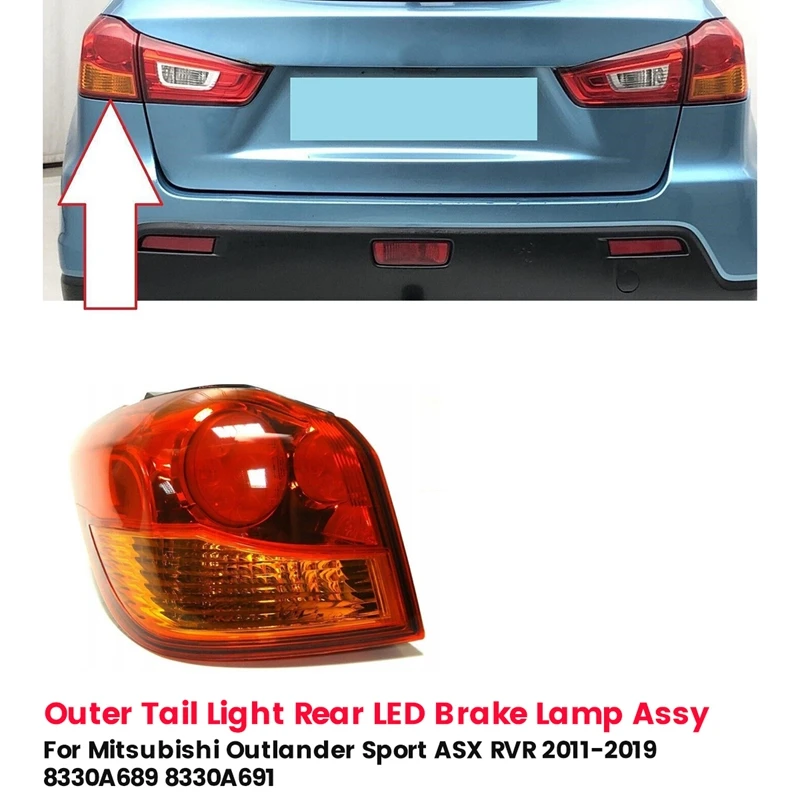 Side Tail Light Assy For Mitsubishi Outlander Sport ASX RVR 2011-2019 Outer Rear LED Brake Lamp
Side Tail Light Assy For Mitsubishi Outlander Sport ASX RVR 2011-2019 Outer Rear LED Brake Lamp