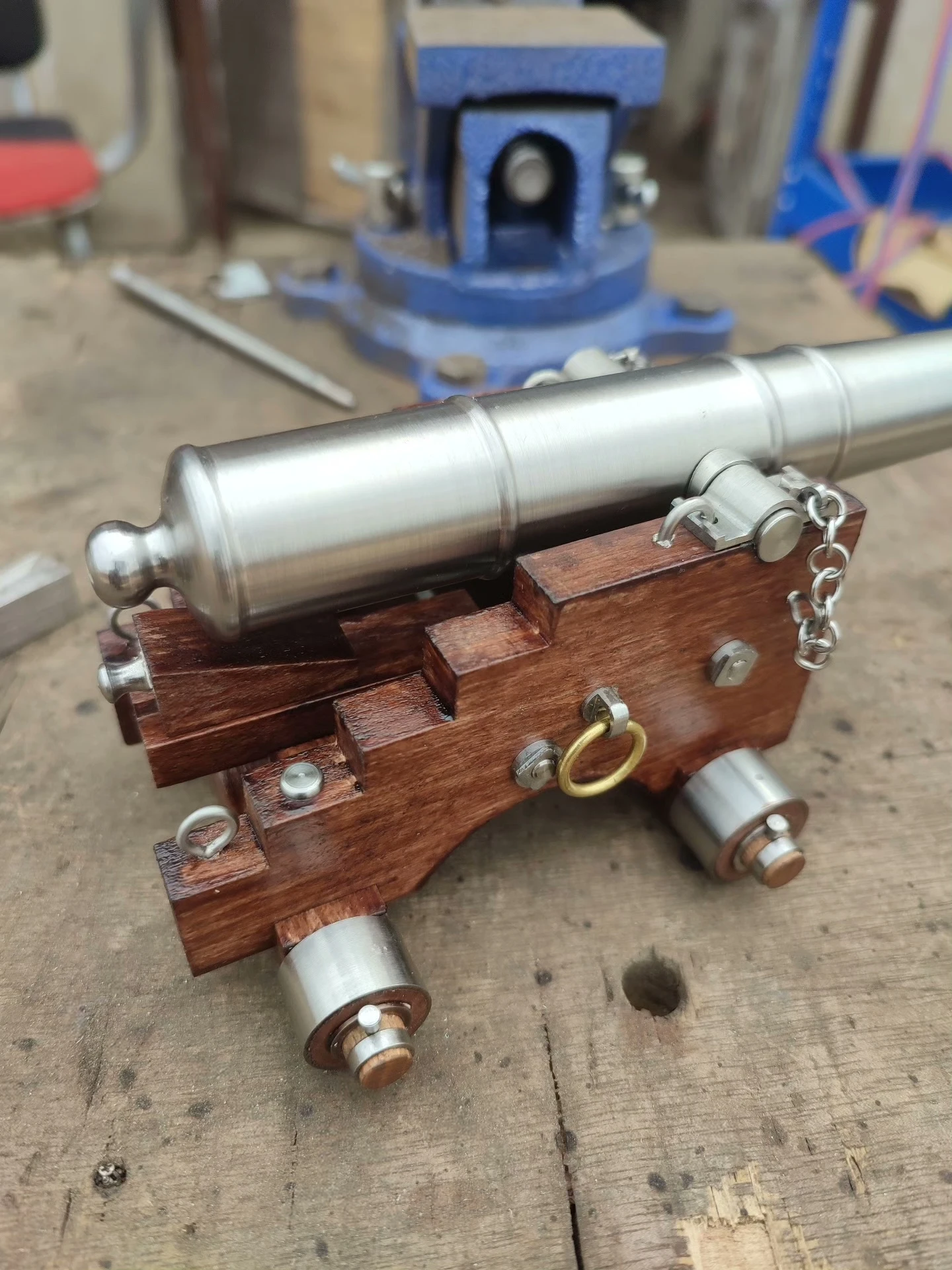 Handmade Stainless Steel & Beech Wood Vintage Mini Replica Cannon Model for Military Enthusiast Collection
Handmade Stainless Steel & Beech Wood Vintage Mini Replica Cannon Model for Military Enthusiast Collection