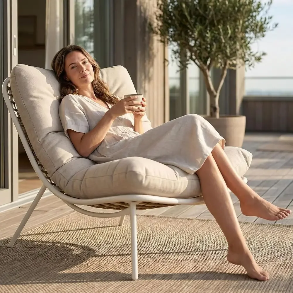 Wicker Chaise Lounge Chair, Outdoor Comy Papasan Recliner with Thick Cushion, Low Seat Patio Rattan Chair or Balcony, Backyard,
Wicker Chaise Lounge Chair, Outdoor Comy Papasan Recliner with Thick Cushion, Low Seat Patio Rattan Chair or Balcony, Backyard,