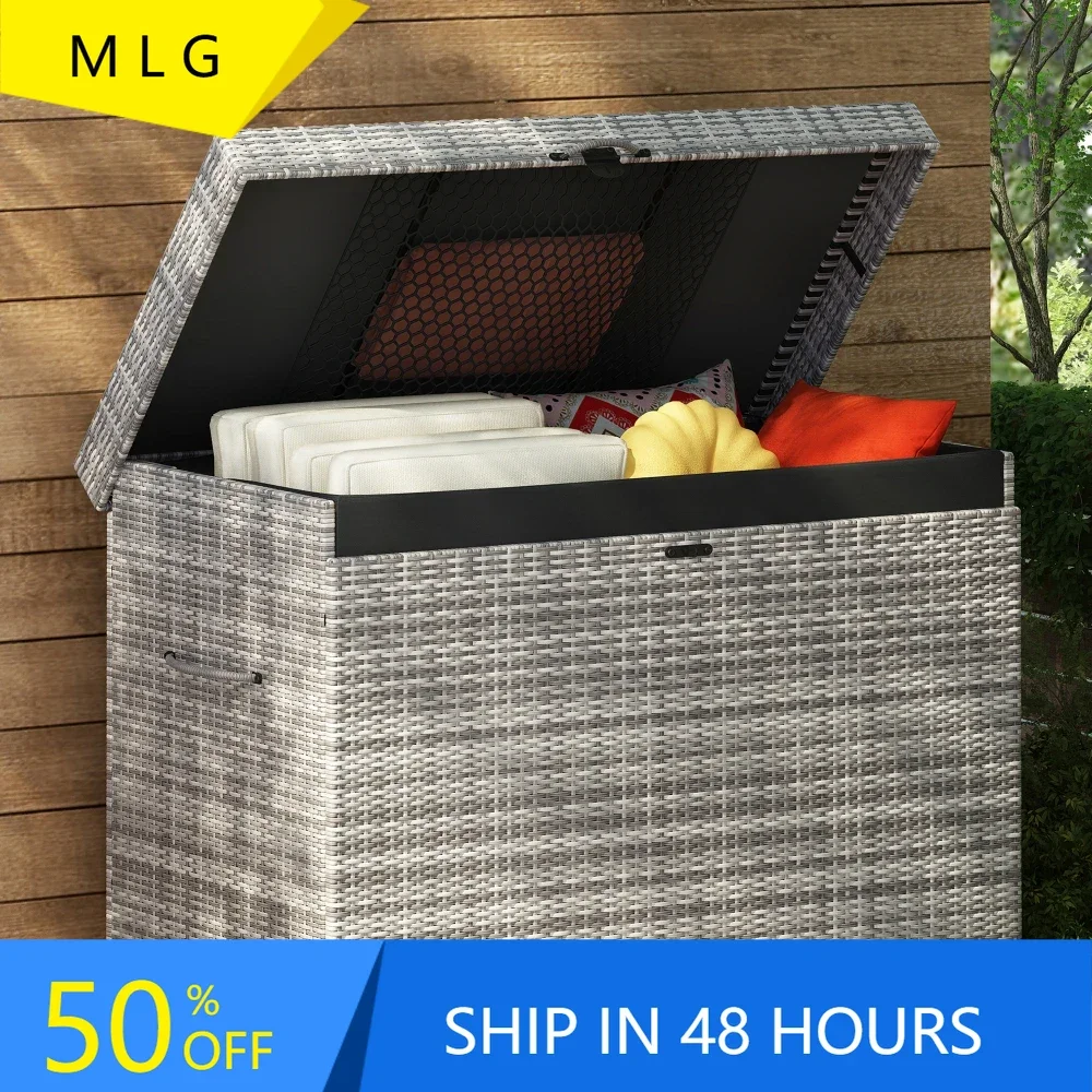 Outdoor Wicker Storage Box, 230 Gallon Wicker Deck Box with Wheels,Bench for Indoor, Outdoor, Pool, Balcony, Yard, Garden, Gray
Outdoor Wicker Storage Box, 230 Gallon Wicker Deck Box with Wheels,Bench for Indoor, Outdoor, Pool, Balcony, Yard, Garden, Gray