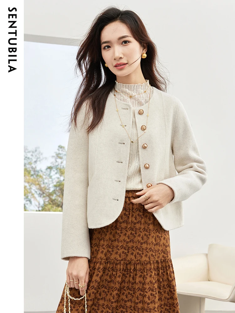 SENTUBILA 100% Wool Casual Short Woolen Coat Women 2024 Autumn Winter O-Neck Crop Warm Double Sided Woolen Jacket Top W34O49953
SENTUBILA 100% Wool Casual Short Woolen Coat Women 2024 Autumn Winter O-Neck Crop Warm Double Sided Woolen Jacket Top W34O49953
