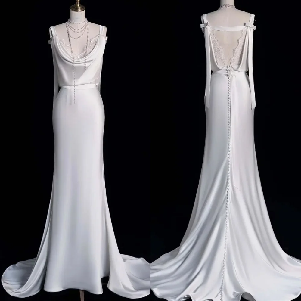 Customized Delicate White Satin Evening Dress Classic Strapless Spaghetti Straps Buttons Back Lace Bow Special Occasion Gowns
Customized Delicate White Satin Evening Dress Classic Strapless Spaghetti Straps Buttons Back Lace Bow Special Occasion Gowns