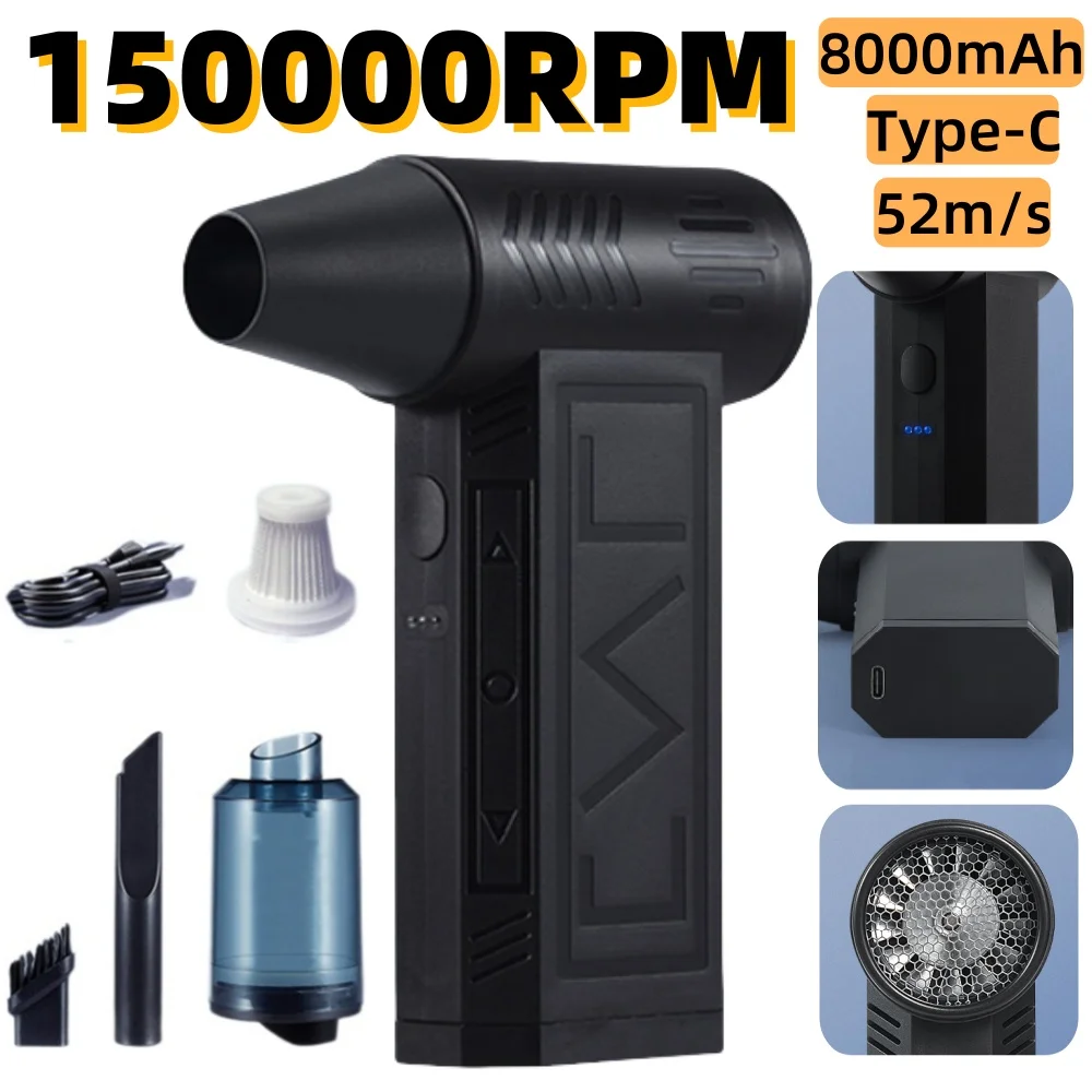 Violent Fan 150000PM Powerful Air Blower Vacuum Dust Cleaner Type-C Charging Strong Winds 52m/s Brushless Turbo Jet Fan Blower
Violent Fan 150000PM Powerful Air Blower Vacuum Dust Cleaner Type-C Charging Strong Winds 52m/s Brushless Turbo Jet Fan Blower