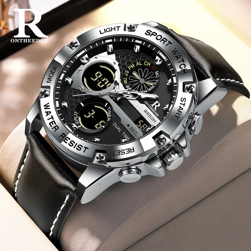 Men's Fashion Dual Display Wristwatch - Soft Genuine Leather Strap Water Resistant Electronic Analog Daily Wear Watch
Men's Fashion Dual Display Wristwatch - Soft Genuine Leather Strap Water Resistant Electronic Analog Daily Wear Watch