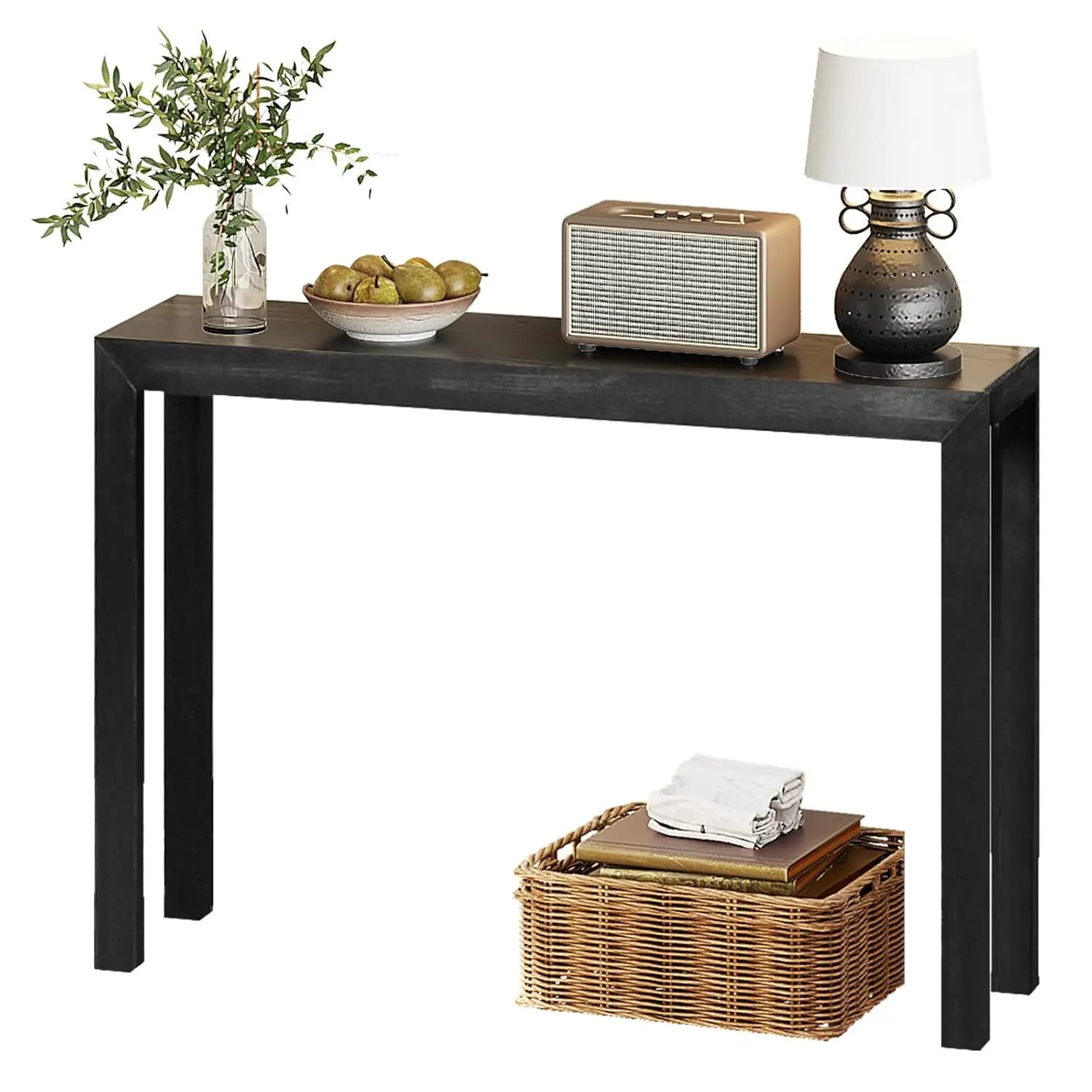 46" Black Solid Wood Console Table Narrow Sofa Table Entryway Living Room Hallway Bedroom, Customized
46" Black Solid Wood Console Table Narrow Sofa Table Entryway Living Room Hallway Bedroom, Customized