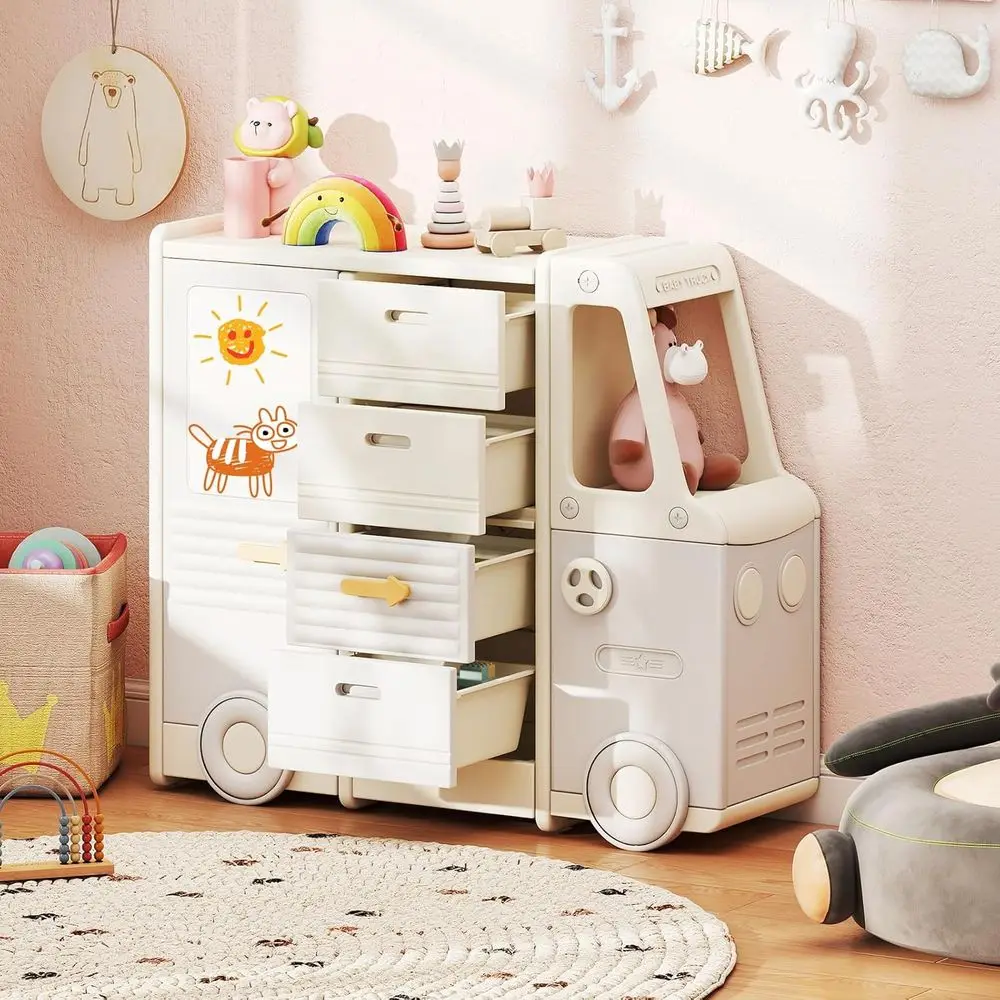 Children's Toy Storage System with 4 Drawers, Enclosed Cabinet, and Playroom Shelf for Toddler Rooms, Nurseries, and Classrooms
Children's Toy Storage System with 4 Drawers, Enclosed Cabinet, and Playroom Shelf for Toddler Rooms, Nurseries, and Classrooms
