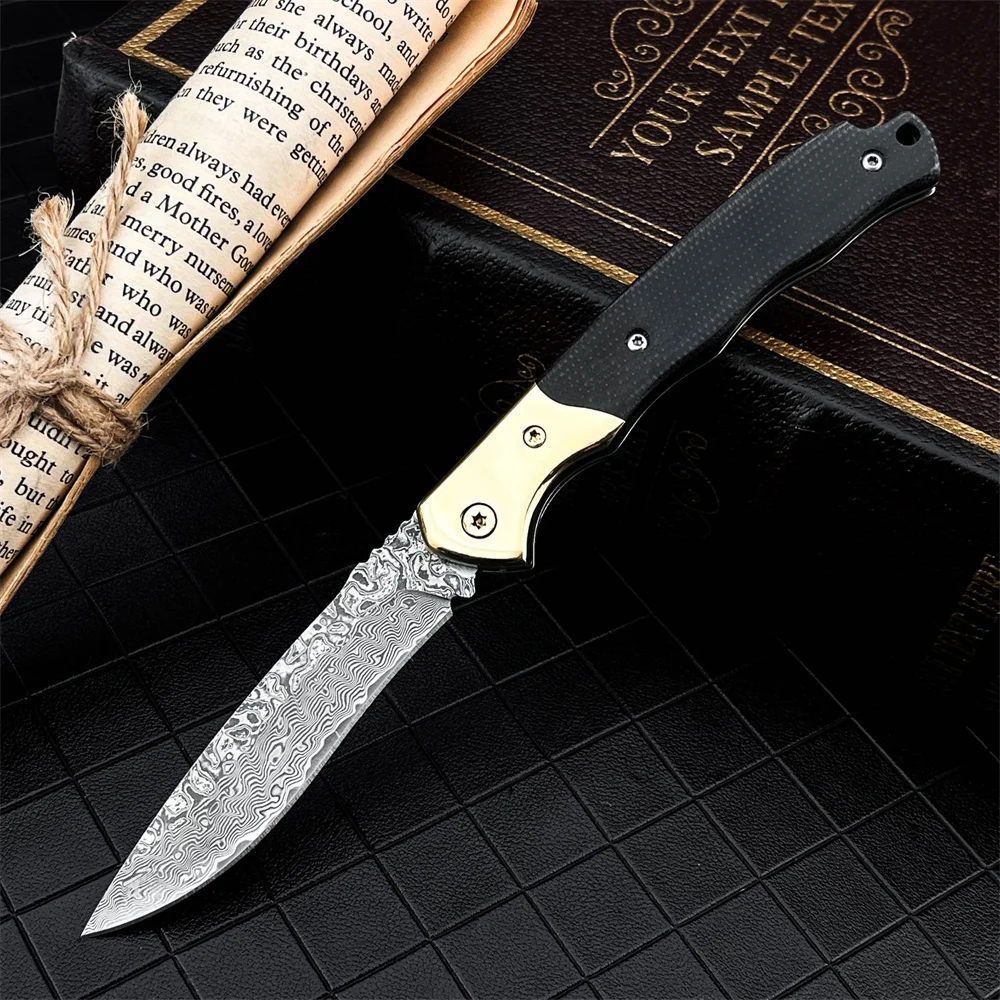 Premium Damascus Steel Blade Pocket Folding Knife Micarta + Brass Handle Ergonomic Design EDC Outdoor Camping Utility Tool Gift
Premium Damascus Steel Blade Pocket Folding Knife Micarta + Brass Handle Ergonomic Design EDC Outdoor Camping Utility Tool Gift